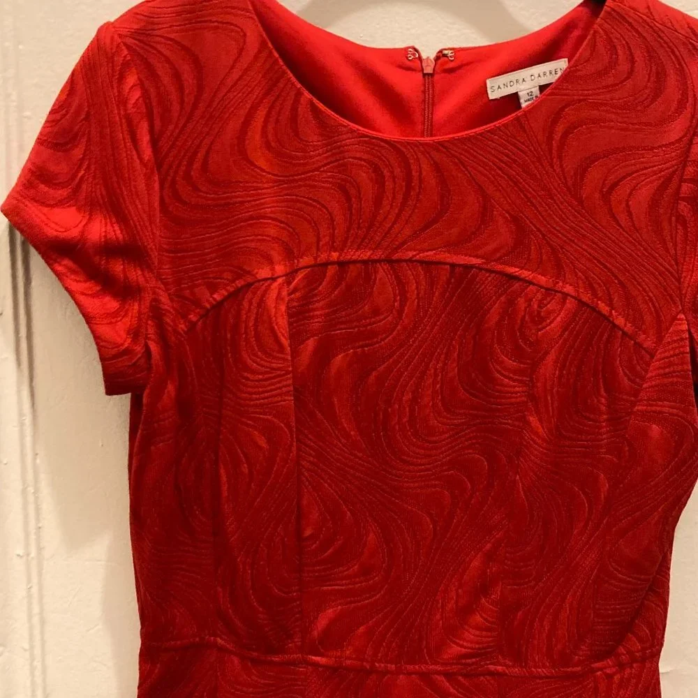 Textured Red Fit & Flare Dress 12 - Picture 2 of 3